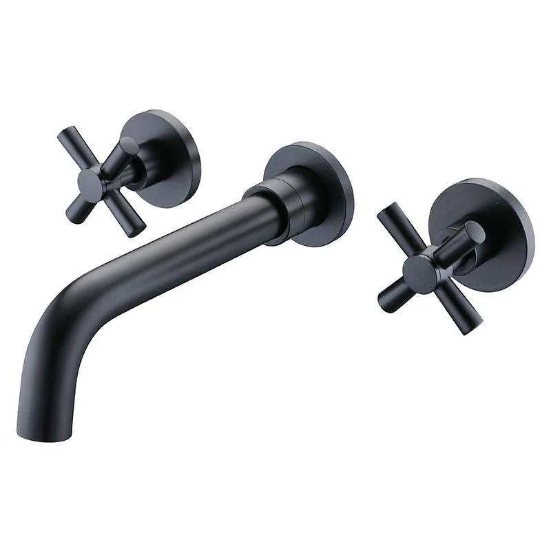 Glam Centerset Tap Brass Cross Handles 3 Holes Wall Mounted Bathroom Tap -Bathlova