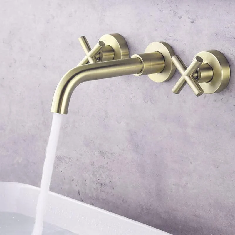 Glam Centerset Tap Brass Cross Handles 3 Holes Wall Mounted Bathroom Tap -Bathlova