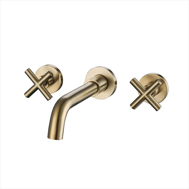 Glam Centerset Tap Brass Cross Handles 3 Holes Wall Mounted Bathroom Tap -Bathlova