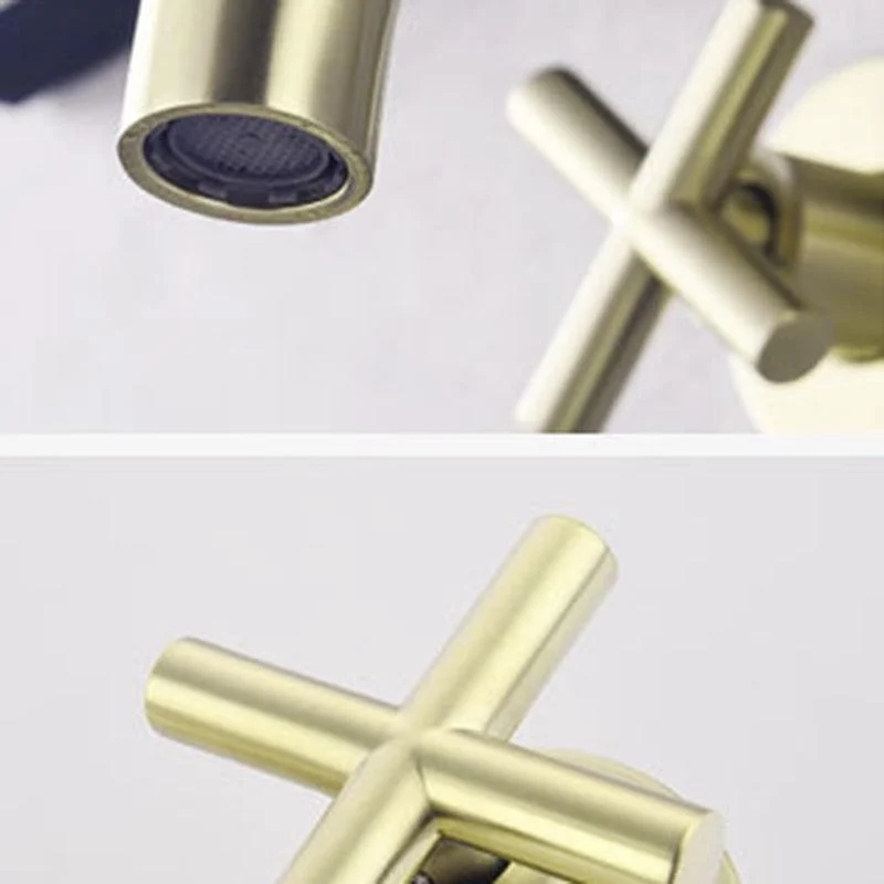 Glam Centerset Tap Brass Cross Handles 3 Holes Wall Mounted Bathroom Tap -Bathlova