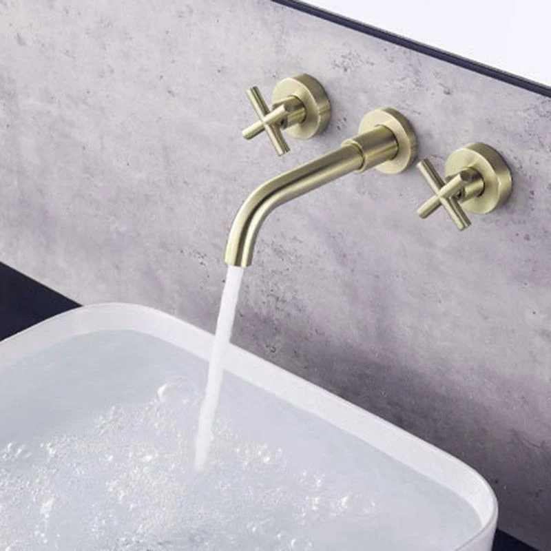 Glam Centerset Tap Brass Cross Handles 3 Holes Wall Mounted Bathroom Tap -Bathlova