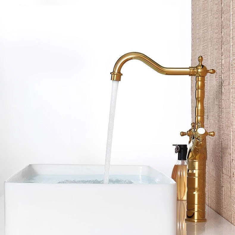 Glam Centerset Tap Brass Cross Handles High-Arc 2 Handles Basin Lavatory Tap -Bathlova