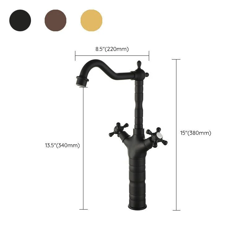 Glam Centerset Tap Brass Cross Handles High-Arc 2 Handles Basin Lavatory Tap -Bathlova