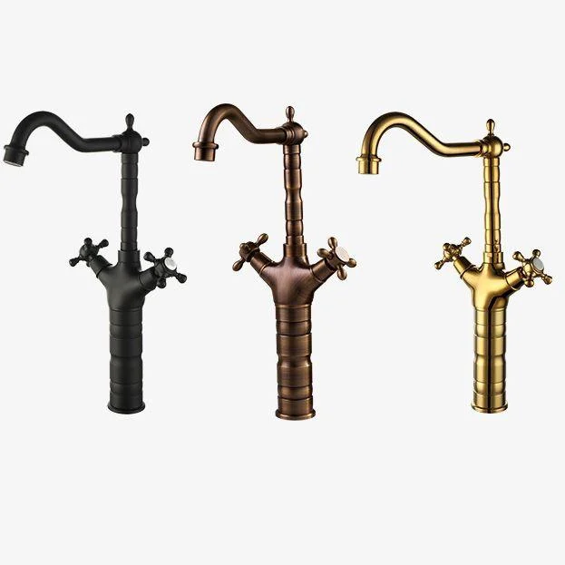 Glam Centerset Tap Brass Cross Handles High-Arc 2 Handles Basin Lavatory Tap -Bathlova