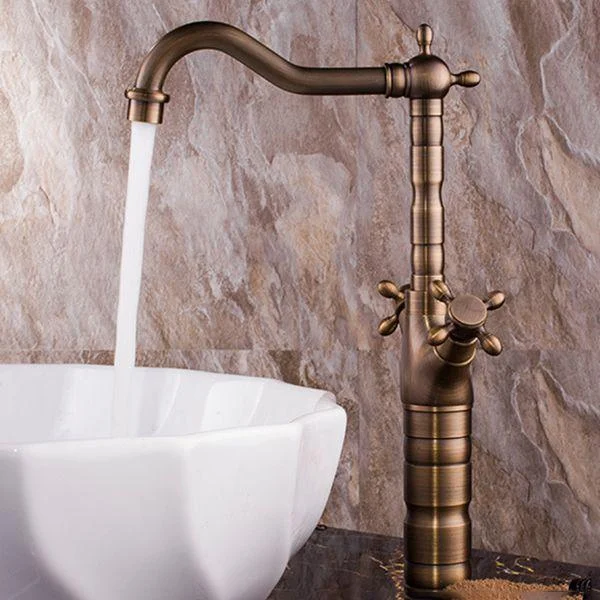 Glam Centerset Tap Brass Cross Handles High-Arc 2 Handles Basin Lavatory Tap -Bathlova