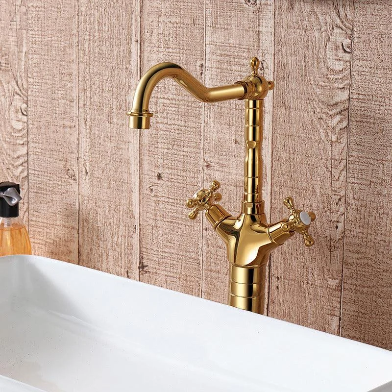 Glam Centerset Tap Brass Cross Handles High-Arc 2 Handles Basin Lavatory Tap -Bathlova