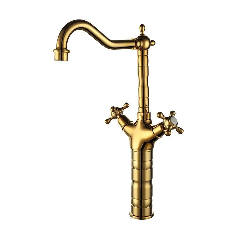 Glam Centerset Tap Brass Cross Handles High-Arc 2 Handles Basin Lavatory Tap -Bathlova