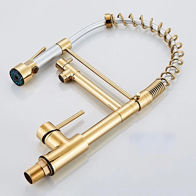 Glam Sink Tap Brass Lever Handles Spring Neck Swivel Spout Bathroom Vessel Tap -Bathlova