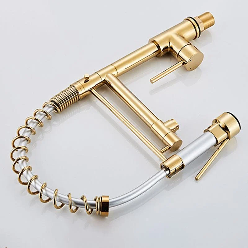 Glam Sink Tap Brass Lever Handles Spring Neck Swivel Spout Bathroom Vessel Tap -Bathlova