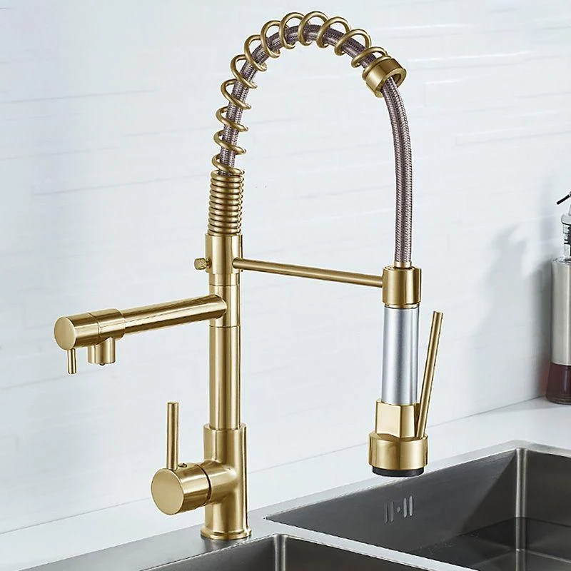 Glam Sink Tap Brass Lever Handles Spring Neck Swivel Spout Bathroom Vessel Tap -Bathlova