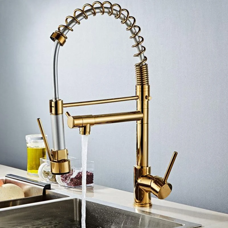 Glam Sink Tap Brass Lever Handles Spring Neck Swivel Spout Bathroom Vessel Tap -Bathlova