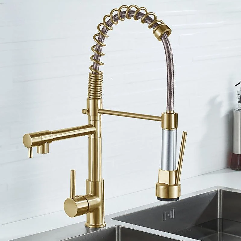 Glam Sink Tap Brass Lever Handles Spring Neck Swivel Spout Bathroom Vessel Tap -Bathlova