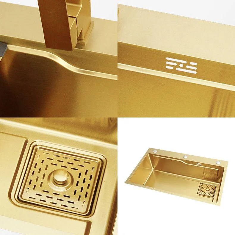 Glam Stainless Kitchen Sink Golden with Tap Cutting-Board Drain Assembly Sink -Bathlova