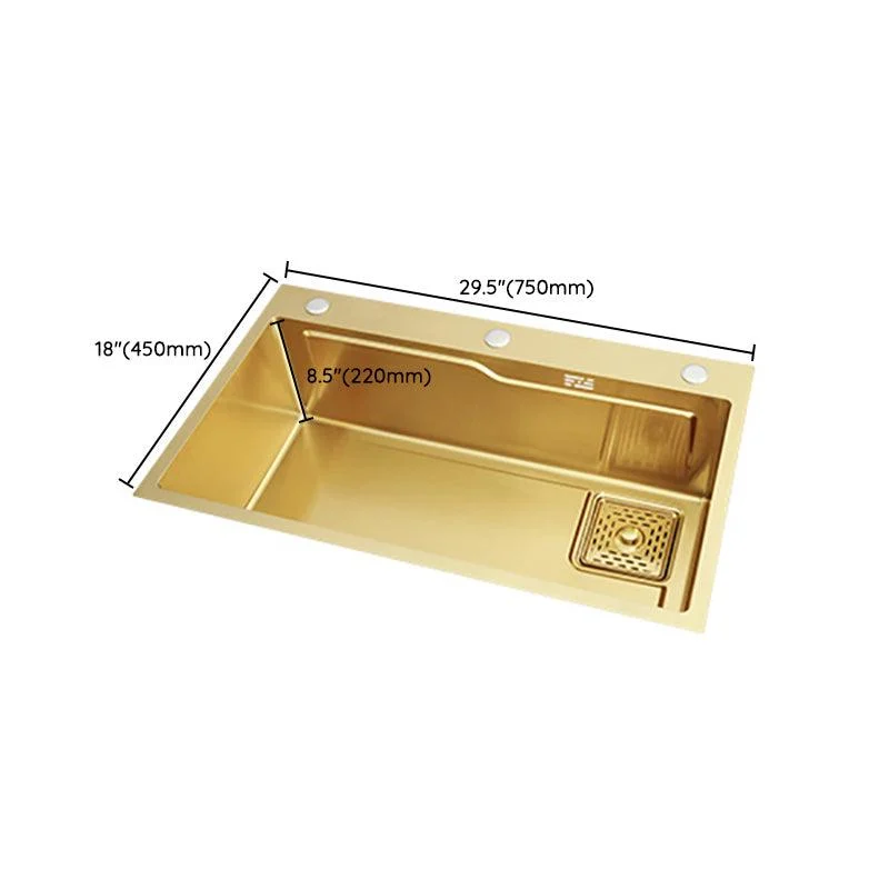 Glam Stainless Kitchen Sink Golden with Tap Cutting-Board Drain Assembly Sink -Bathlova