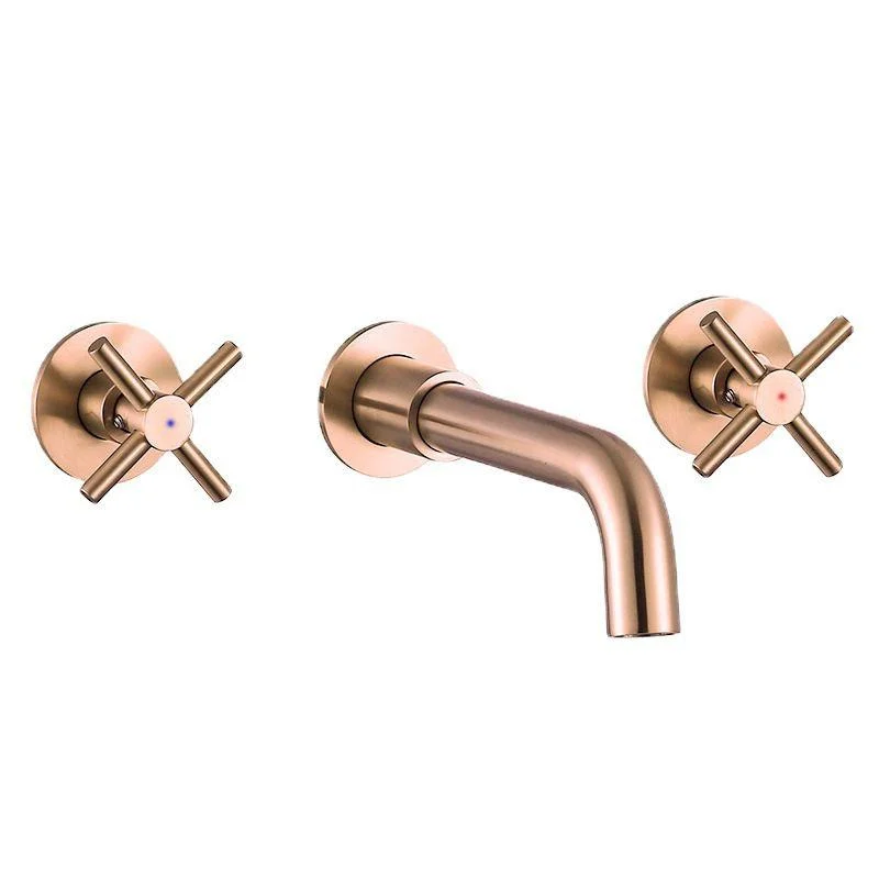 Glam Style Tap 3 Holes Wall Mounted Bathroom Taps with 2 Cross Handles -Bathlova