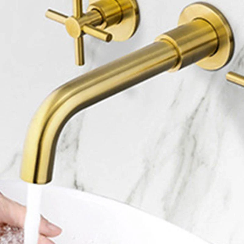 Glam Style Tap 3 Holes Wall Mounted Bathroom Taps with 2 Cross Handles -Bathlova