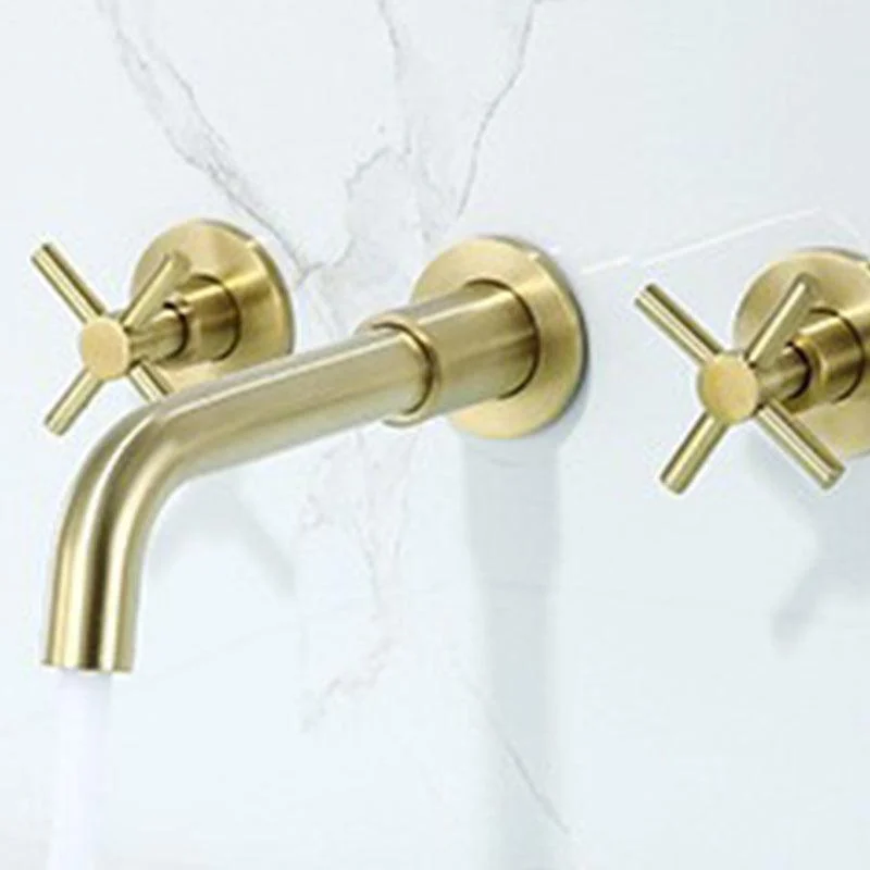 Glam Style Tap 3 Holes Wall Mounted Bathroom Taps with 2 Cross Handles -Bathlova