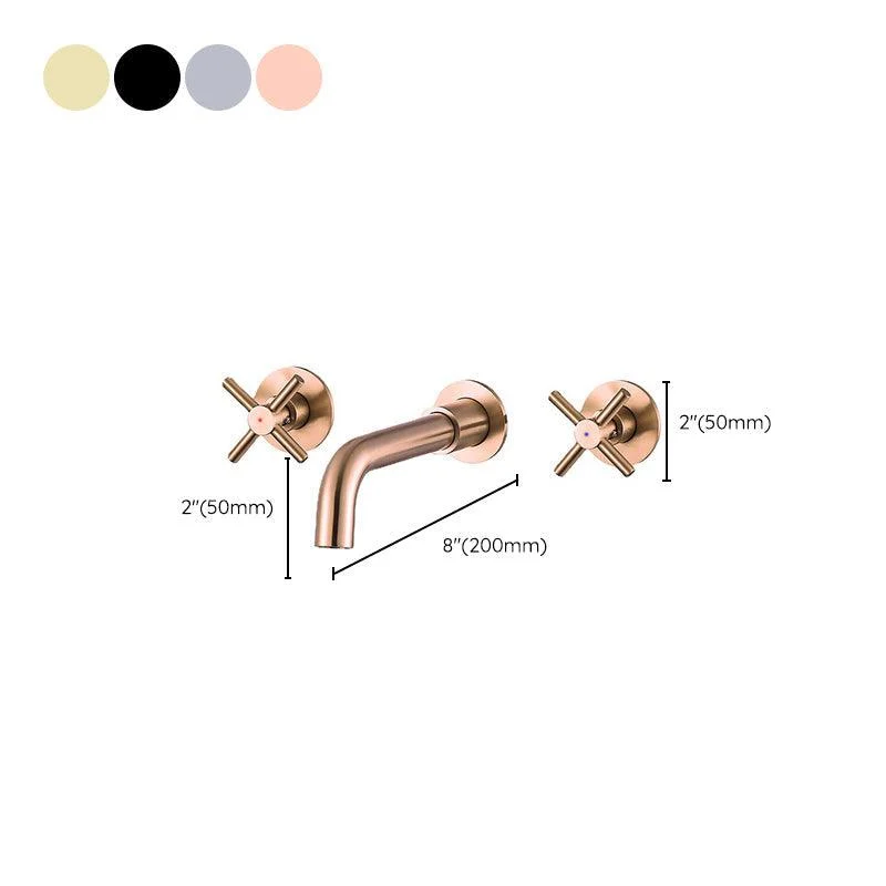 Glam Style Tap 3 Holes Wall Mounted Bathroom Taps with 2 Cross Handles -Bathlova