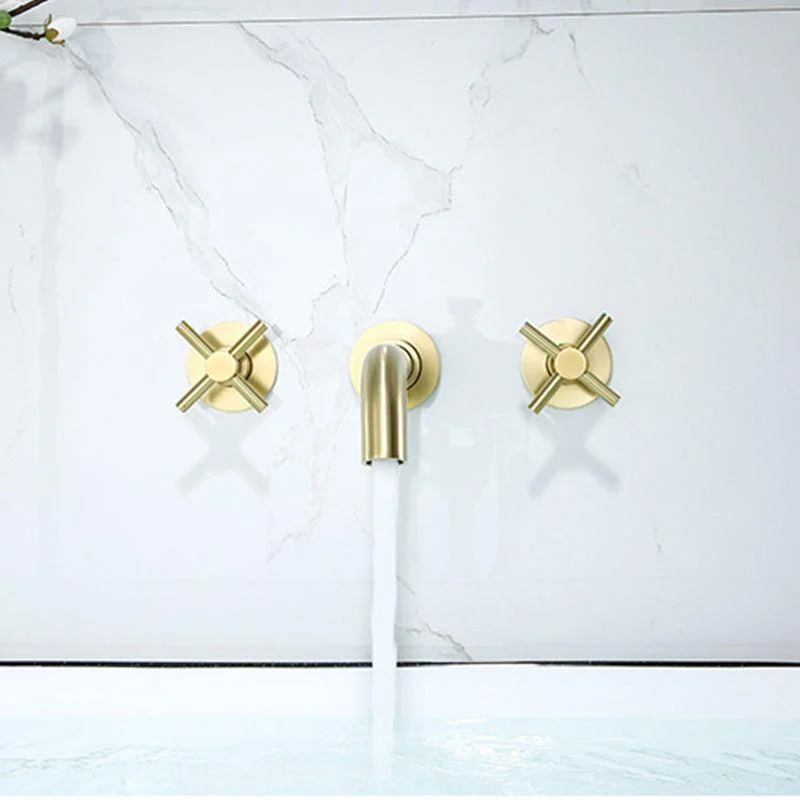 Glam Style Tap 3 Holes Wall Mounted Bathroom Taps with 2 Cross Handles -Bathlova