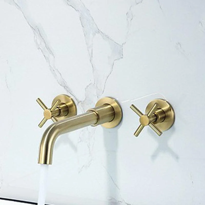 Glam Style Tap 3 Holes Wall Mounted Bathroom Taps with 2 Cross Handles -Bathlova