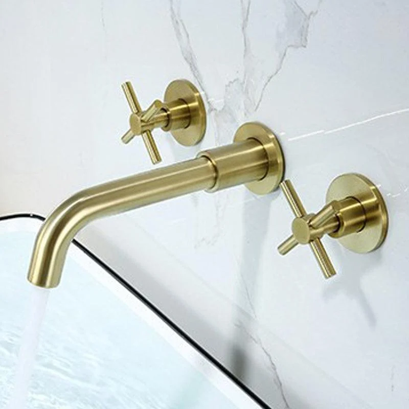 Glam Style Tap 3 Holes Wall Mounted Bathroom Taps with 2 Cross Handles -Bathlova