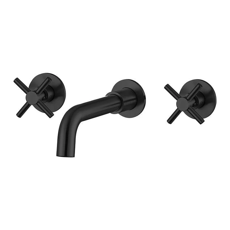 Glam Style Tap 3 Holes Wall Mounted Bathroom Taps with 2 Cross Handles -Bathlova