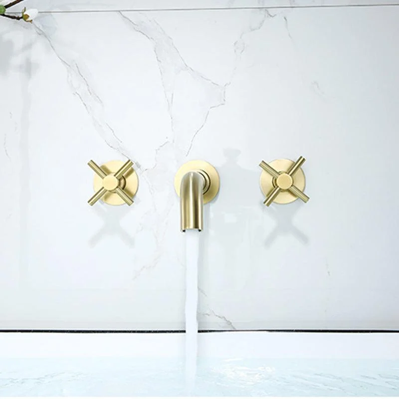 Glam Style Tap 3 Holes Wall Mounted Bathroom Taps with 2 Cross Handles -Bathlova