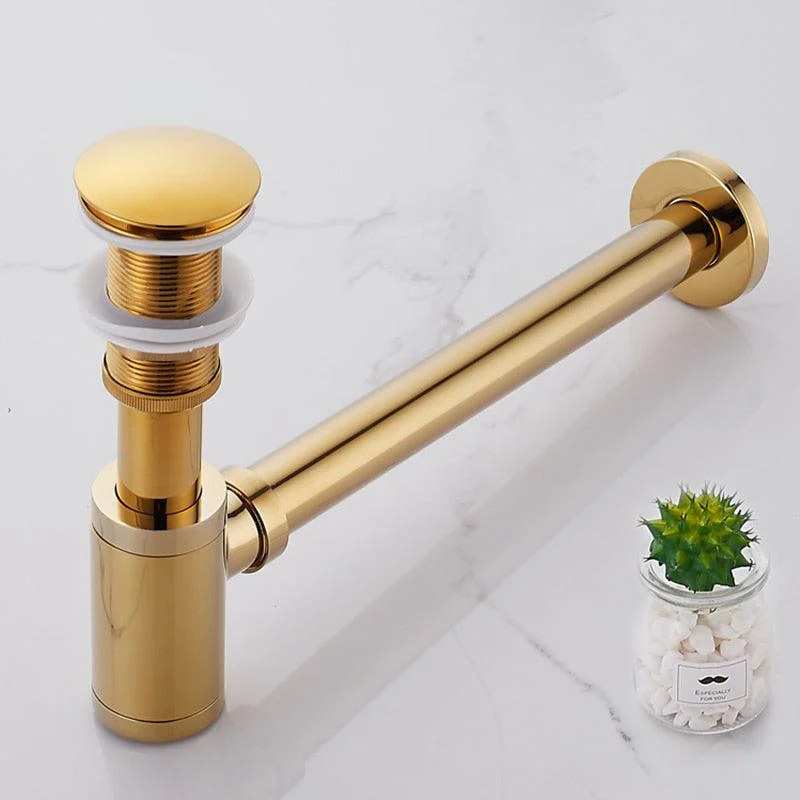 Gold Brass Bottle Trap Bathroom Sink Drains with Pop Up Drain Kit -Bathlova