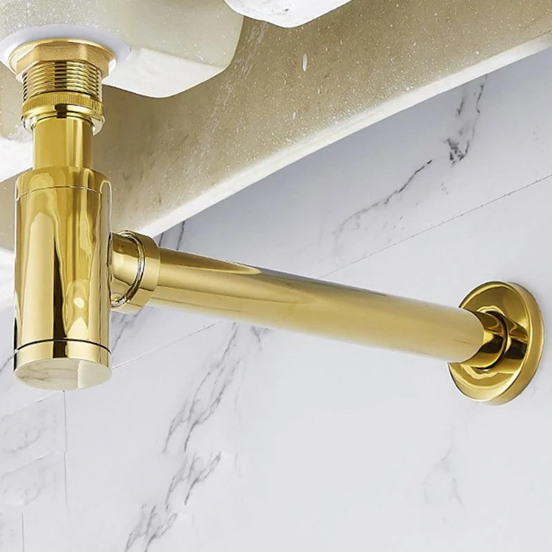 Gold Brass Bottle Trap Bathroom Sink Drains with Pop Up Drain Kit -Bathlova