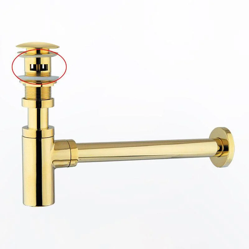 Gold Brass Bottle Trap Bathroom Sink Drains with Pop Up Drain Kit -Bathlova