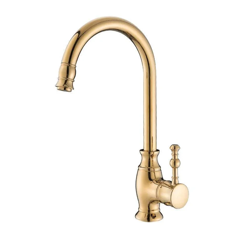 Gold Brass Kitchen Taps Sink Mixer Tap Rotating Deck Mounted Tap -Bathlova