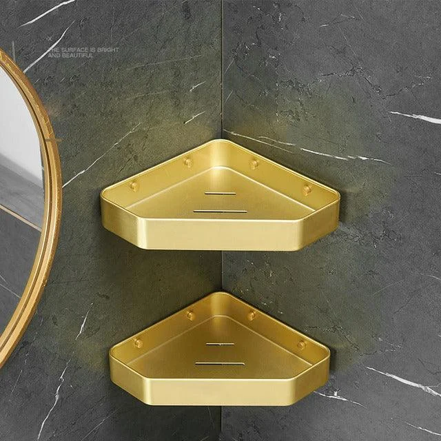 Gold Corner Shelf Bathroom Storage Shelves Triangle Towel Storage Rack -Bathlova