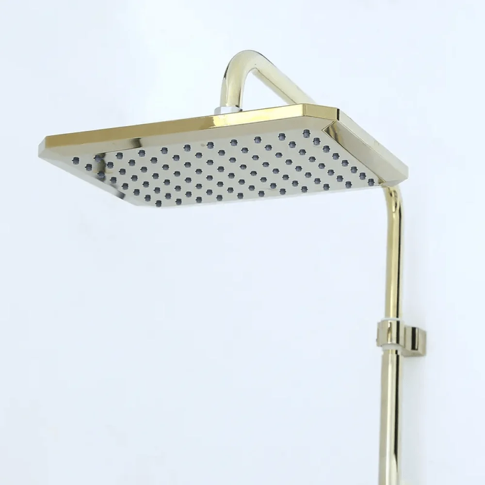 Gold Exposed Rainfall Shower System with Hand Shower & Tub Spout Tap -Bathlova