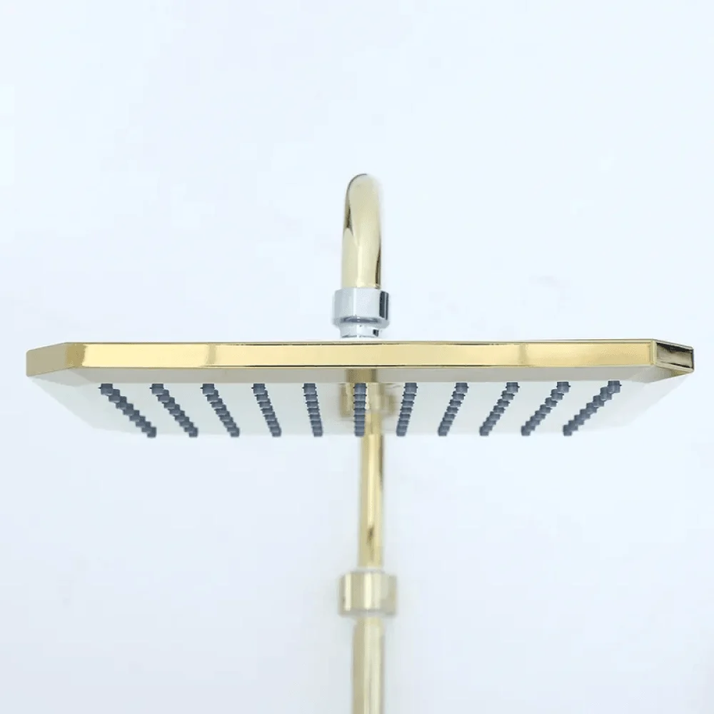 Gold Exposed Rainfall Shower System with Hand Shower & Tub Spout Tap -Bathlova