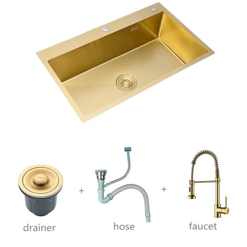 Gold Kitchen Sink Above Counter Stainless Steel Single Bowl -Bathlova