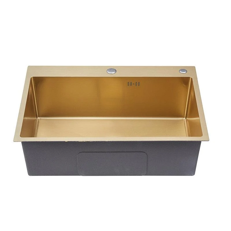 Gold Kitchen Sink Above Counter Stainless Steel Single Bowl -Bathlova