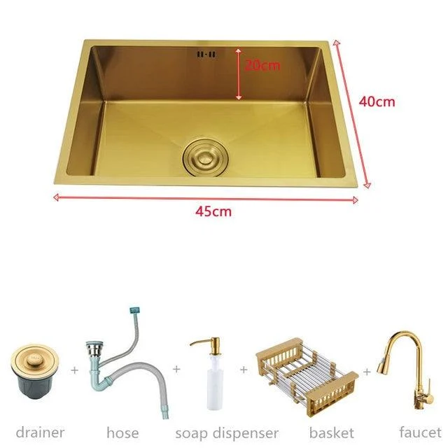 Gold Kitchen Sink Stainless Steel Sinks Above Counter Basin Bar Sink -Bathlova