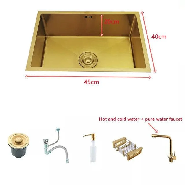 Gold Kitchen Sink Stainless Steel Sinks Above Counter Basin Bar Sink -Bathlova