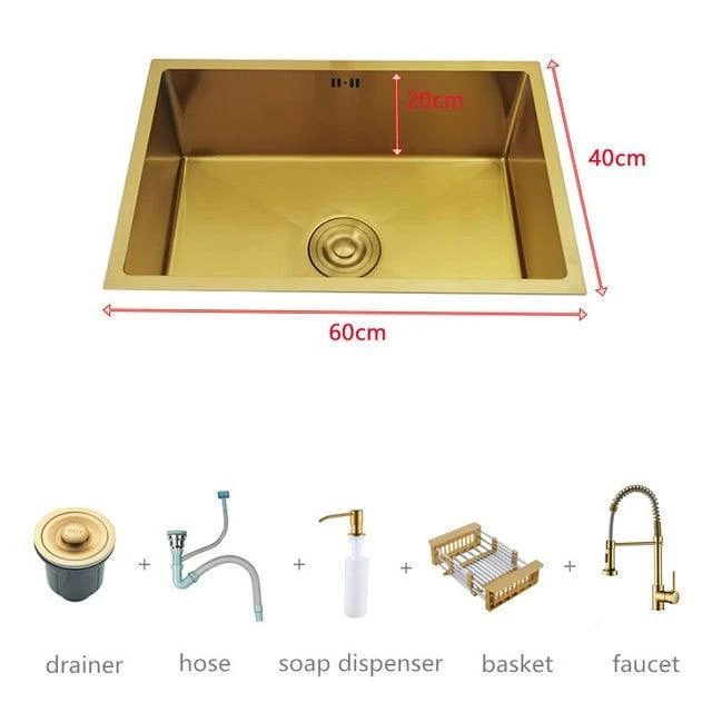 Gold Kitchen Sink Stainless Steel Sinks Above Counter Basin Bar Sink -Bathlova