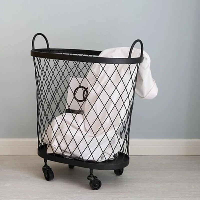 Gold Mesh Rolling Laundry Hamper -Bathlova