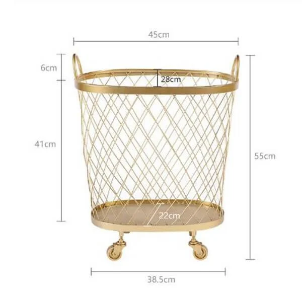 Gold Mesh Rolling Laundry Hamper -Bathlova