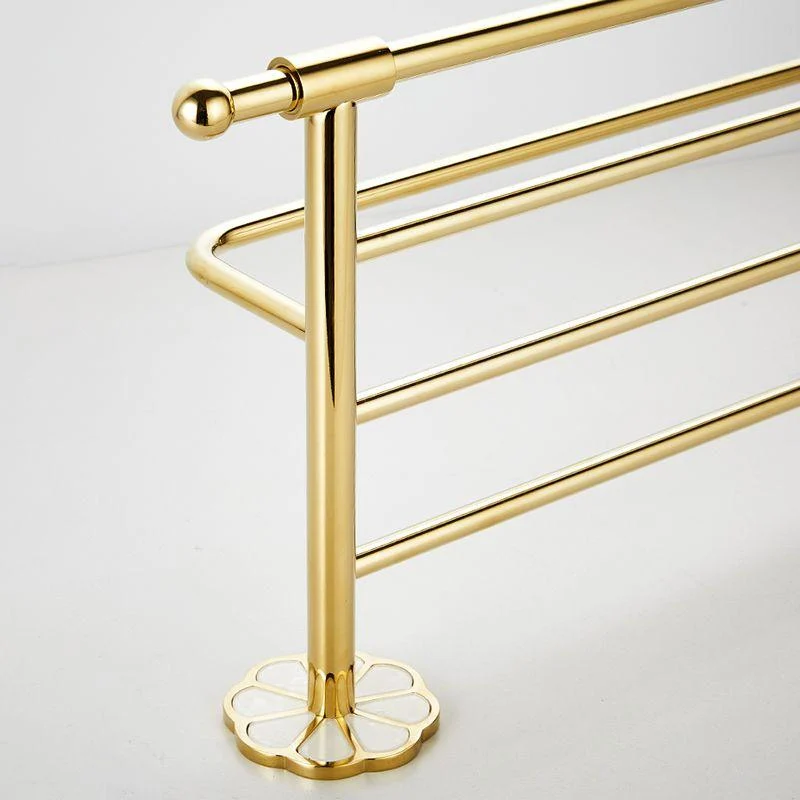 Gold Modern Bathroom Accessory Set, Bath Shelf, Towel Bar, Paper Holder, Robe Hooks -Bathlova