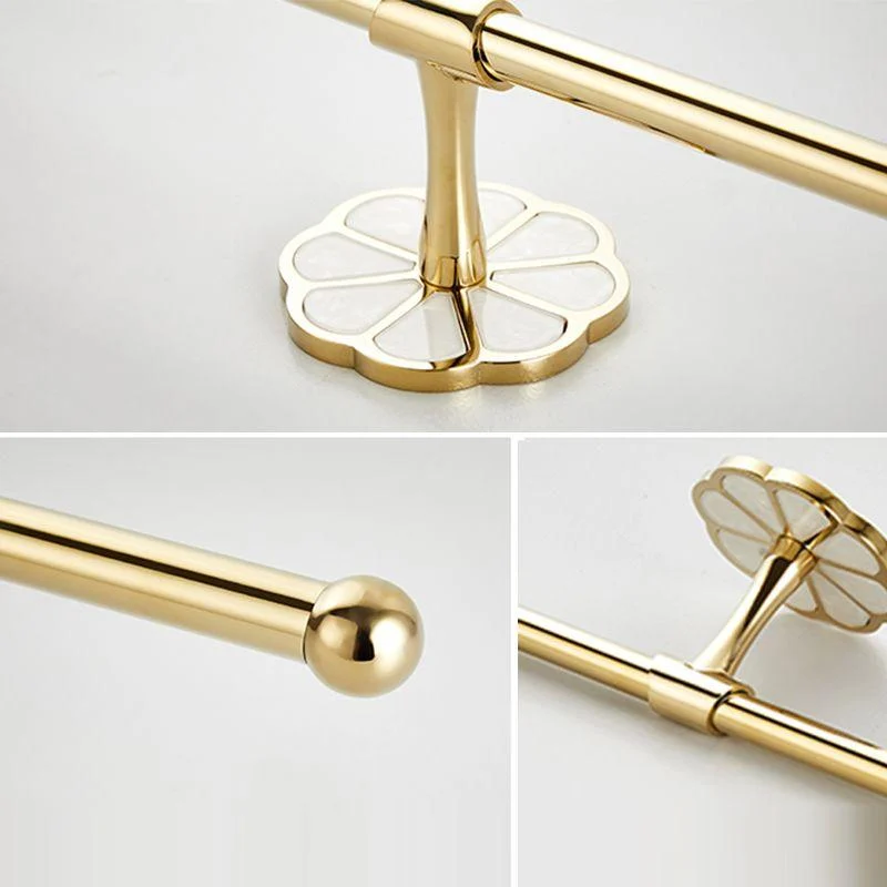 Gold Modern Bathroom Accessory Set, Bath Shelf, Towel Bar, Paper Holder, Robe Hooks -Bathlova