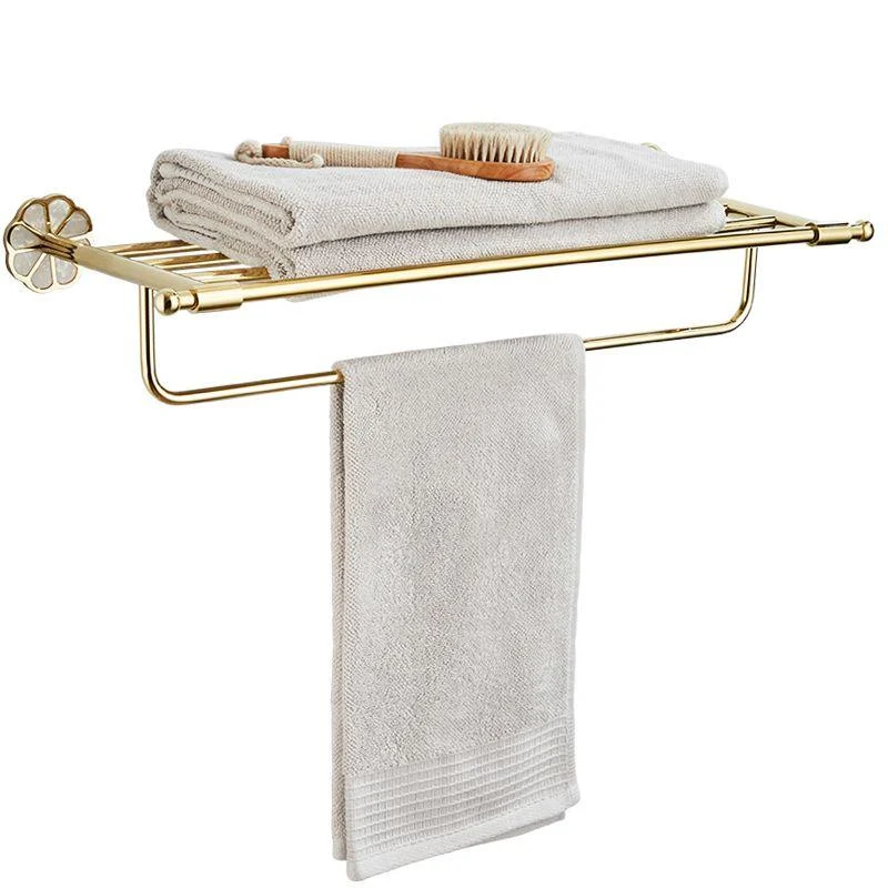 Gold Modern Bathroom Accessory Set, Bath Shelf, Towel Bar, Paper Holder, Robe Hooks -Bathlova