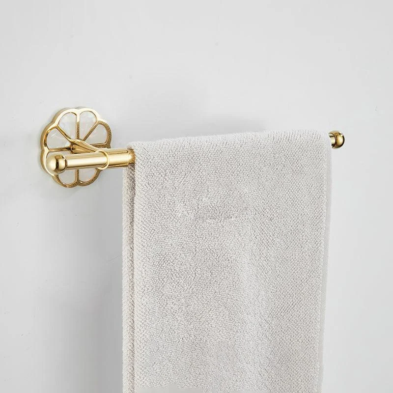 Gold Modern Bathroom Accessory Set, Bath Shelf, Towel Bar, Paper Holder, Robe Hooks -Bathlova