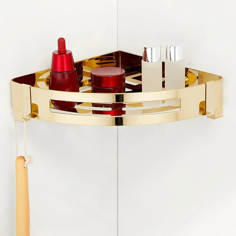 Gold Modern Bathroom Accessory Set, Bath Shelf, Towel Bar, Paper Holder, Robe Hooks -Bathlova