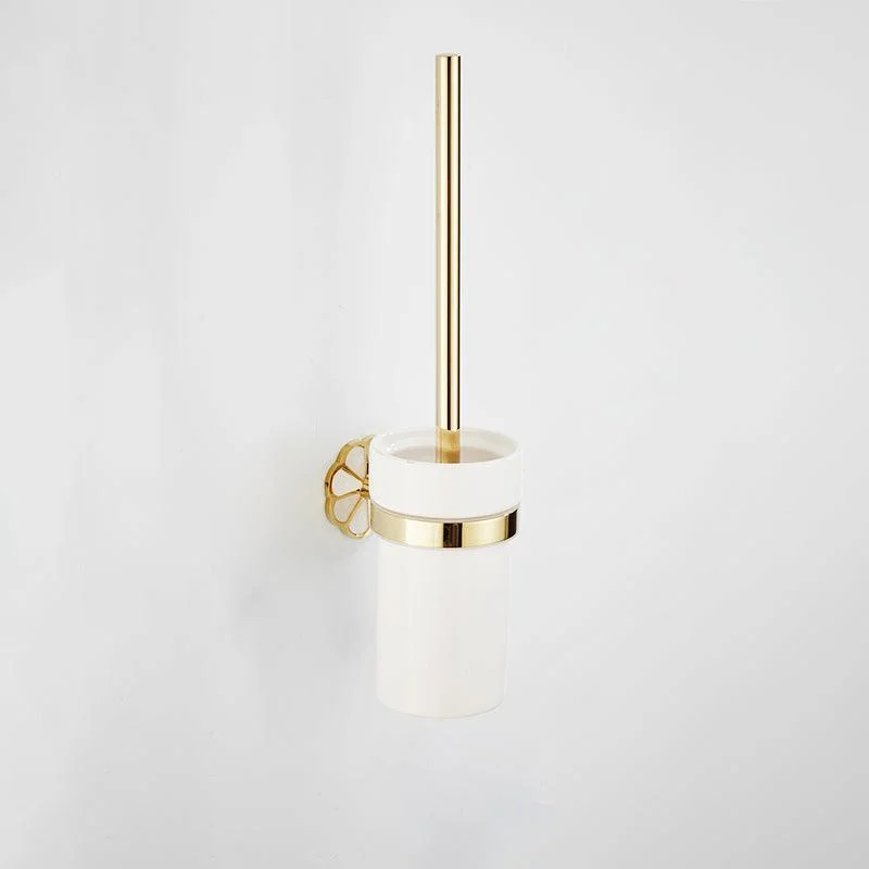 Gold Modern Bathroom Accessory Set, Bath Shelf, Towel Bar, Paper Holder, Robe Hooks -Bathlova