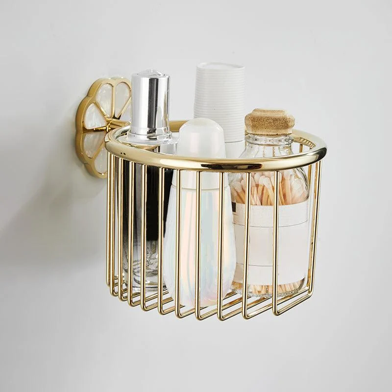 Gold Modern Bathroom Accessory Set, Bath Shelf, Towel Bar, Paper Holder, Robe Hooks -Bathlova