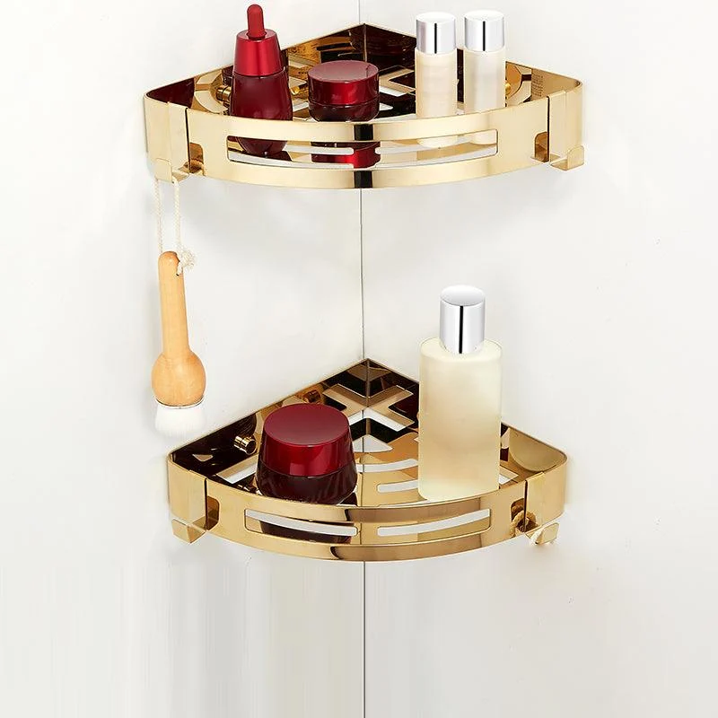 Gold Modern Bathroom Accessory Set, Bath Shelf, Towel Bar, Paper Holder, Robe Hooks -Bathlova