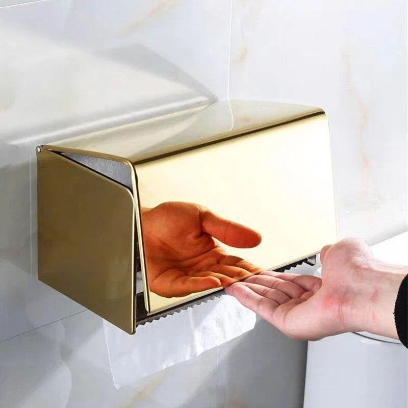 Gold Stainless Steel Bathroom Accessory Roll Paper Toilet Tissue Box -Bathlova